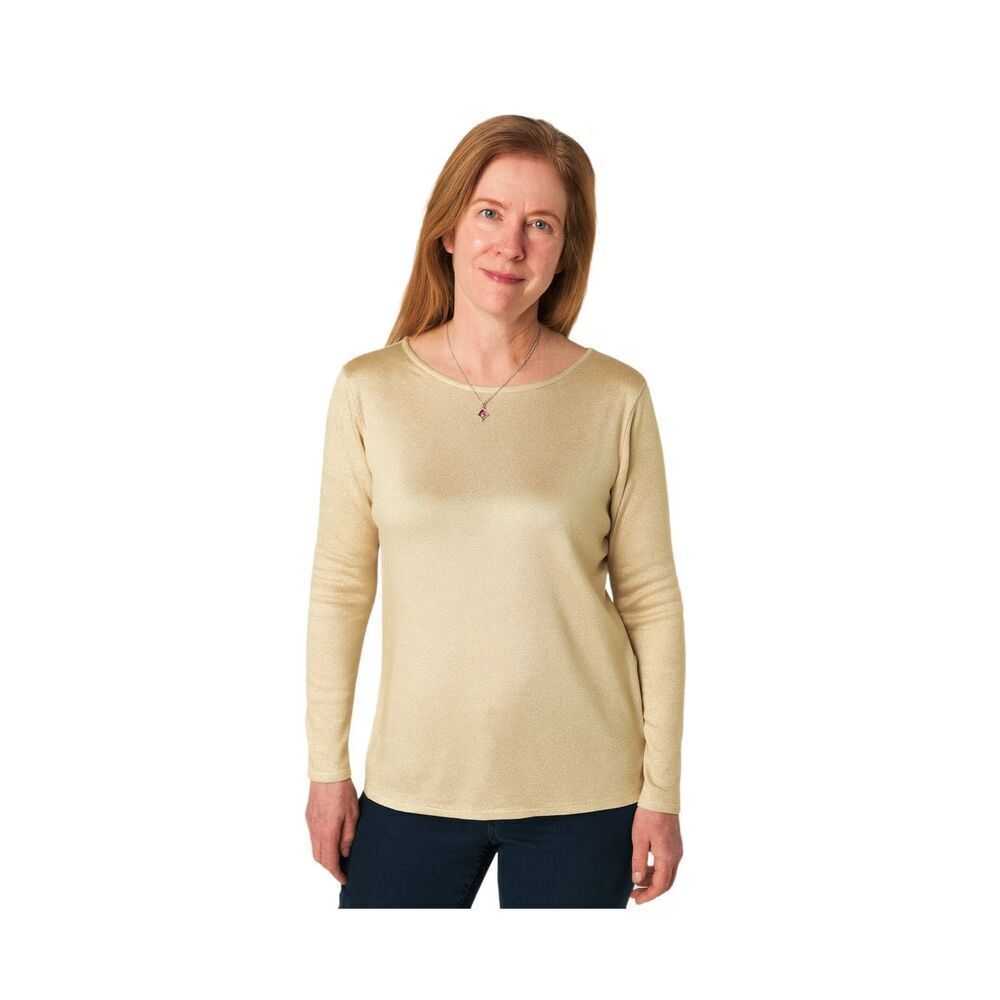 Chico’s size 12 (Chicos 2)shimmering  stretchy gold tunic.